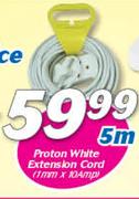 Proton White Extension Cord (1mm x 10Amp) 5m