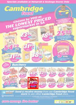 Cambridge Food Nelspruit & Seshego : The Lowest Priced Supermarket (6 Oct - 22 Oct 2017), page 1