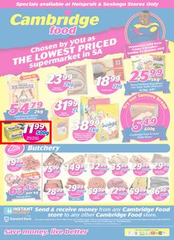Cambridge Food Nelspruit & Seshego : The Lowest Priced Supermarket (6 Oct - 22 Oct 2017), page 1