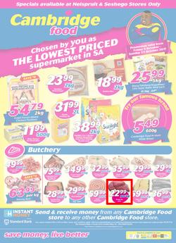 Cambridge Food Nelspruit & Seshego : The Lowest Priced Supermarket (6 Oct - 22 Oct 2017), page 1