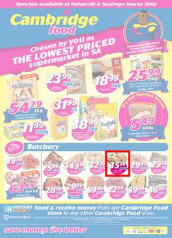 Cambridge Food Nelspruit & Seshego : The Lowest Priced Supermarket (6 Oct - 22 Oct 2017), page 1