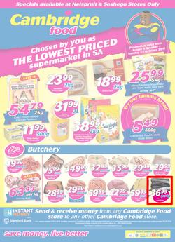 Cambridge Food Nelspruit & Seshego : The Lowest Priced Supermarket (6 Oct - 22 Oct 2017), page 1