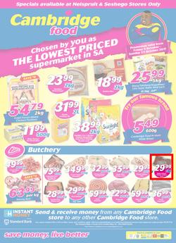 Cambridge Food Nelspruit & Seshego : The Lowest Priced Supermarket (6 Oct - 22 Oct 2017), page 1