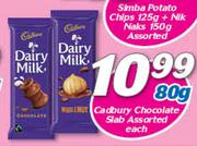 Cadbury Chocolate Slab Assorted-80g Each