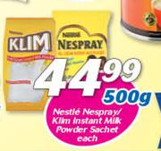 Nestle Nespray/ Klim Instant Milk Powder Sachet-500g Each