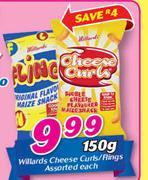 Willasrds Cheese Curls/Flings Assorted-150g Each
