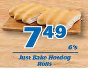 Just Bake Hotdog Rolls-6ʼs