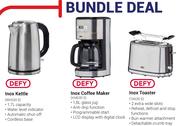 Defy Inox Kettle(WK630S) Plus Inox Coffee Maker(KM630S) Plus Inox Toaster(TA630S) Bundle