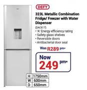 Defy 323Ltr Metallic Combination Fridge/Freezer With Water Dispenser DAC617