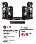 LG 4.2 Home Theatre System With A 3D Smart Blu-Ray DVD Player ARX8-BP6