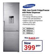 Samsung 308Ltr Inox Combi Fridge/Freezer With Water Dispenser RB31HWJ3DSS