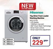Hisense 7Kg Silver Front Loader Washing Machine WFDJ7010S