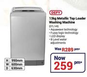 Defy 13Kg Metallic Top Loader Washing Machine DTL149