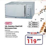Defy 34Ltr Stainless Steel Grill Microwave Oven DMO343