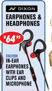 Dixon In-Ear Phones With Ear Clips And Microphone-DNQ1098
