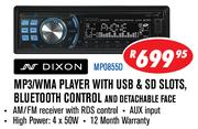 Dixon MP3/WMA Player With USB & SD Slots, Bluetooth Control And Detachable Face(MP08550)