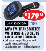 Dixon MP3 FM Transmitter With USB & SD Slots(T854-N)
