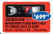 Jebson MP5/MP4/MP3 Player With 3 Inch TFT Screen, USB & SD Slots(JB5611T)