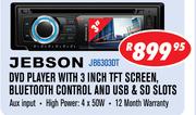 Jebson DVD Player With 3 Inch TFT Screen, Bluetooth Control And USB & SD Slots(JB6303DT)