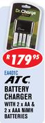 ATC Battery Charger With 2x AA & 2x AAA NiMH Batteries EA401C