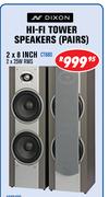 Dixon 2x8 Inch Hi-Fi Tower Speakers(Pairs)-2x25W RMS