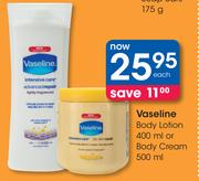 Vaseline Body Lotion 400ml Or Body Cream 500ml-Each