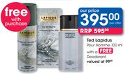 Ted Lapidus Pour Homme-100ml With A Free Deodorant