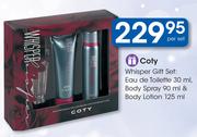 Coty Whisper Gift Set: Eau De Toilette-30ml, Body Spray-90ml & Body Lotion-125ml