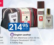 English Leather Gift Set: Aftershave Lotion-50ml, Cologne Deodorant-125ml & Toiletry Bag
