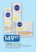 Nivea Q10 Energy Day Cream SPF 15-50ml, Eye Roll-On-10ml Or Serum-40ml Each