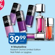 Maybelline Radiant Orchid Limited Edition Nail Polish Or Lipgloss Each