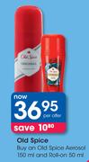 Old Spice Aerosol-150ml and Roll-On-50ml-Per Offer