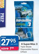 Super-Max 3 Triple Blade Disposable Razors-5 Pack