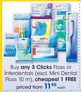 Clicks Floss Or Interdentals(Excl. Mini Dental Floss 10 m)-Each