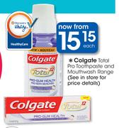 Colgate Total Pro Toothpaste And Mouthwash Range-Each
