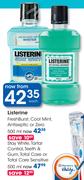 Listerine Stay White, Tartar Control, Teeth & Gum, Total Care Or Total Care Sensitive-500ml Each