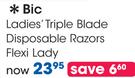Bic Ladies Triple Blade Disposable Razors Flexi Lady-Per Pack