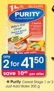 Purity Cereal Stage 1 Or 2 Just Add Water-2x200g