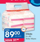 Clicks 6x80 Baby Wipes-Per Pack
