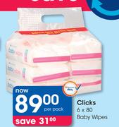 Clicks 6x80 Baby Wipes-Per Pack