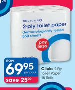 Clicks 2-Ply Toilet Paper 18 Rolls-Per Pack