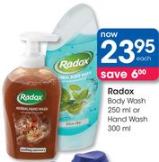 Radox Body Wash 250ml Or Hand Wash 300ml-Each