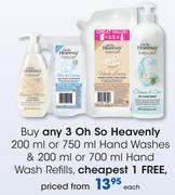 Oh So Heavenly 200ml Or 750ml Hand Washes & 200ml Or 700ml Hand Wash Refills-Each