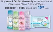 Oh So Heavenly Waterless Hand Cleansers 60ml & Hand Wipes-Each