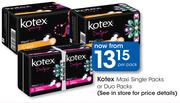 Kotex Maxi Single Packs Or Duo Packs-Per Pack