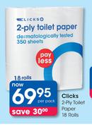Clicks 2-Ply Toilet Paper 18 Rolls-Per Pack
