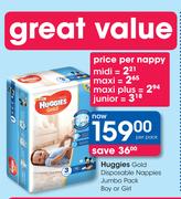 Huggies Gold Disposable Nappies Jumbo Pack Boy Or Girl-Per Pack