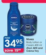 Nivea Body Lotion Or Cream-400ml Each