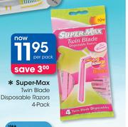 Super-Max Twin Blade Disposable Razors 4-Pack