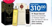 Royal Secret Spray Concentrate Or Arabian Nights Eau De Parfum-100ml Each